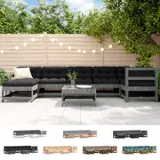 Outdoor Lounge Set 8 Piece Sofa and Table with Cushions Solid Wood vidaXL