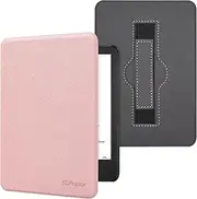RSAquar 6” Kindle Case (2024 & 2022, 11th Gen) with Hand Strap – Slim Protective Cover with Auto Sleep/Wake for Kindle Basic, Rose Gold