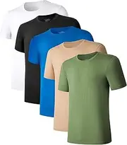 [COLORFULLEAF] Men's Undershirts Bamboo Rayon Short Sleeve Crewneck/V-Neck Tees Slim-fit T-Shirts 3 or 5 Pack