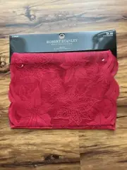 Robert Stanley home collection red lace poinsettia table runner Christmas