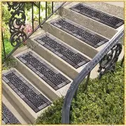 Rubber Stair Step Treads Mats GRAY Stone Pebbles Outdoor Porch Traction~Choices