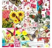 Flower and Butterfly Junk Journal Scrapbook Paper Kit #JJFP30