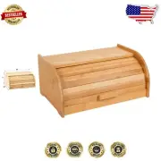 Natural Bamboo 16" Bread Box with Rolltop - Stylish Kitchen Storage Solution
