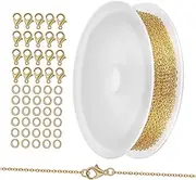 FONDOTIN 1 Set Jewelry Making Chains Necklace Clasps Durable Craft Chains with Lobster Claps Rings Versatile Supplies for Jewelry Repair Creation