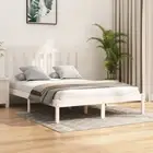 NNEVL Bed Frame White Solid Wood Pine 137x187 Double Size