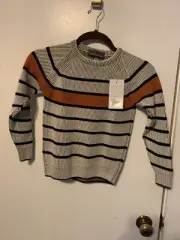 Montecarlo Childrens Sweater NWT Burnt Orange Stripe Size 2 Sharp Style Handsome