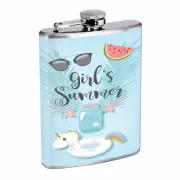 Girl's Summer Heart Em1 Flask 8oz Stainless Steel Hip Drinking Whiskey