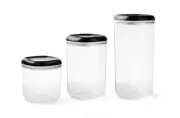 Tupperware Clarity Canister Set of 3 Brand New Clear & Black Kitchen Storage