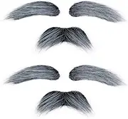 Old Man Mustache and Eyebrows 100 Days of School Grandpa Fake Beard Mustaches for Halloween Party