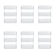 6x Boxsweden 33cm Crystal Shelf 3-Tier Rack/Holder Home Storage Organiser Clear