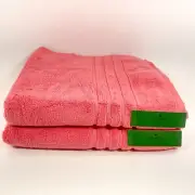 kate Spade Set Of 2 Bath Towel Bright Coral 30" X 56" 100% Cotton Oeko Tex New