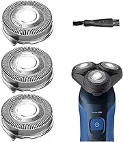 [Gleway] SH50/52 Replacement Heads Compatible with Philips Series 5000 Electric Shavers, SH50 MultiPrecision Blades Upgrade Heads Compatible with Norelco Series 5000 Razors, 3 Pack with Brush