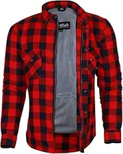 Bikers Gear Australia CE Rated Kevlar Lined Protective Motorcycle Shirt, Red/Black, X-Large