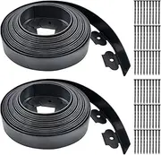 2 Sets of Garden Edging 30ft Black Landscape Edging with 30 Spikes for Lawn 2 Inch Tall （60Ft Total）