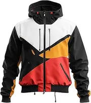 [Sumairah] Mens Windbreaker Anorak Style Contrast Lightweight Outdoor Casual Rain Protection Waterproof Nylon Hooded Windbreaker Jackets(White - Windbreaker, Medium)