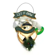 Let it Snow Wooden Hanging Door Wall Hanger Snowmen Christmas Decoration NWT