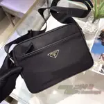 精品 PRADA 普拉達 RE-NYLON 黑色尼龍 郵差包 單肩包 斜背包 相機包 2VH048