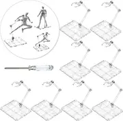 XISTEST Action Figure Stand, 8 PCS Assembly Action Figure Display Holder Base Doll Model Support Stand Compatible with HG RG SD SHF Gundam 1/144 Toy with Screwdriver Transparent
