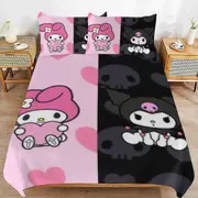 a1626 Kuromi Duvet Cover Set, 3 Piece Bedding Set 86x70" Double Sided Printing Decorative Comforter Cover Set (1 Duvet Cover + 2 Pillow Shams)" jfr162