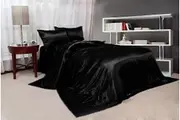 Satin Bed Sheet Set - Queen Size Black