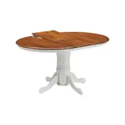 Lupin Extendable Dining Table 150cm Pedestral Stand Solid Rubber Wood -White Oak