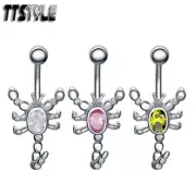TTStyle Oval CZ Scorpion Non-Dangle Belly Button Ring 3 Colours