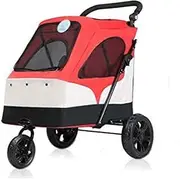 Pet Stroller Large Pet Stroller Large Dog Stroller Storage Folding Stroller Four-Wheel Pet Stroller Outdoor Pet Stroller Small Pet Stroller(Red)