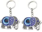 [Zingtsing] 2 PACK Evil Eye Key Chain, Owl Elephant Key Ring, Handcraft Good Luck Keychain Hanging Decor Accessories