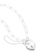 Sterling Silver 45cm Heart Padlock Necklace