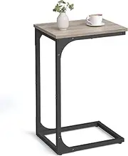 [VASAGLE] C-Shaped Side Table, Bedside Table, Sofa Side Table, Coffee Table, with Metal Frame, Industrial, for Living Room, Bedroom, Heather Greige and Black LET350B02
