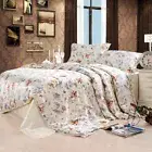 100% Mulberry Silk Splicing Bedding Set 4pcs Quilt Cover Flat Sheet Pillowcases