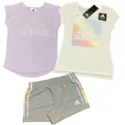 adidas Activewear Girls Shirts Pull on Shorts 3 Piece Set Purple Size 3T NEW