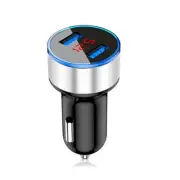 Car Cigarette Lighter Dual USB Port Quick Charger Outlet Adapter LED Voltmeter (for: Fiat)