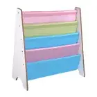 Wood Kids Bookcase Book Shelf Sling Storage Rack Organizer Display Holder White