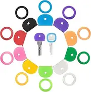 GoorDik 20 Pack Color Caps Covers Tags, Soft Rubber Identifiers, Plastic Toppers for Standard Flat Organization House Keys (Not for Odd-Shaped), 10 Colors, 2 Styles