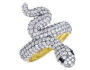 Ladies Yellow Gold Diamond Snake Ring 29mm 2 1/4 CT