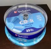 VERBATIM Music CD-R 40X Branded Logo 700MB Audio Disc 25pk Spindle 96155 NEW