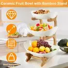 2 Tier/3 Tier Ceramic Fruit Bowl with Stand for Kitchen Counter Large veaKT