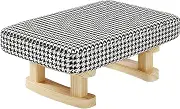 Small Footstool, Wooden Chair Leg Modern Under Desk Foot Rest, Stable Anti Slip Simple Padded Sofa Footstool for Living Room (Black and White)
