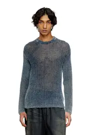 [Diesel] Diesel - Mesh-knit jumper in denim yarn - Knitwear - Man - Blue M Blue