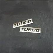 2x Chrome Black Silver TURBO Metal Emblem Sticker Decal Badge Engine Limited 4WD (for: Renault)