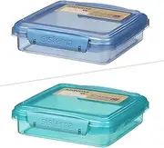 [Sistema] Ocean Bound Plastic Sandwich Box | 450mL Food Storage Container and Lunch Box| BPA-Free, Made Using Recycled Plastic | Teal OR Blue (Colour Not Selectable) | 1 Count