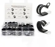 52pcs Cable Clamps Assortment Kit,304 Stainless Steel Cable Clamp Kit - Assorted Sizes 1/4", 5/16", 3/8",1/2",5/8",3/4",Stainless Steel Rubber Cushion Pipe Clamps