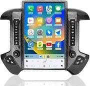 Car Radio for GMC Sierra Chevrolet Silverado 2014-2019 Stereo Radio Replacement Upgraded 8+128G 14.4 Inches 2K Screen Tesla Style Carplay Android Auto GPS Navigation Multimedia Player (Carbon Fibre)