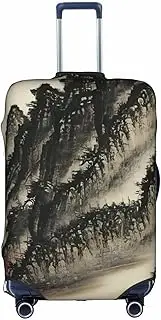 [Pvinnk] Chinese painting Print Protective Luggage Cover Elastic Washable Suitcase Protector Travel Gear Protector, White, Small