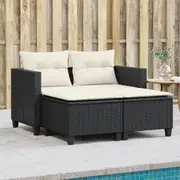 Garden Sofa 2-Seater with Stools Settee Loveseat Patio Poly Rattan vidaXL