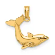 14K Yellow Gold Jumping Dolphin Charm