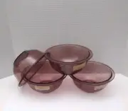 4~ New Pyrex Cranberry 322 Bowls 1 Quart Liter Bowl 7" Mixing Set Vintage Glass