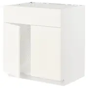 METOD base cabinet f sink w 2 doors/front, white/Vallstena white, 80x60x80 cm