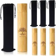 Thyle 2 Set Bamboo Scattering Urns for Ashes Biodegradable Scattering Cremation for Human Adult Tree Small Tube Keepsake Urn and Black Velvet Bag for Male Women Pet Dog Cat Ashes